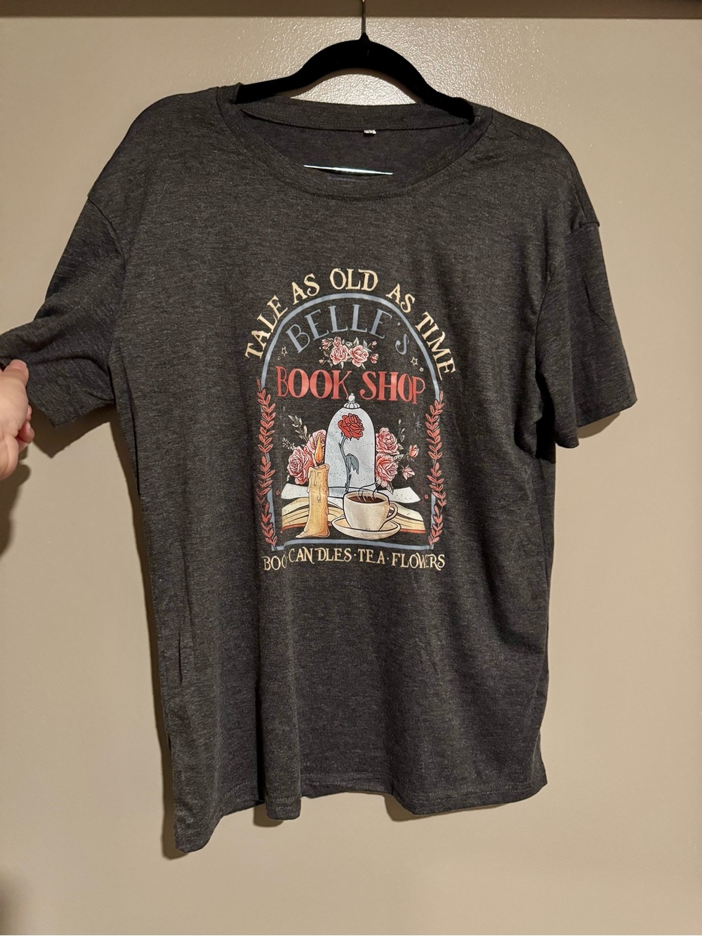 Disney Beauty and the Beast Belle Book Shop Gray Graphic Tee